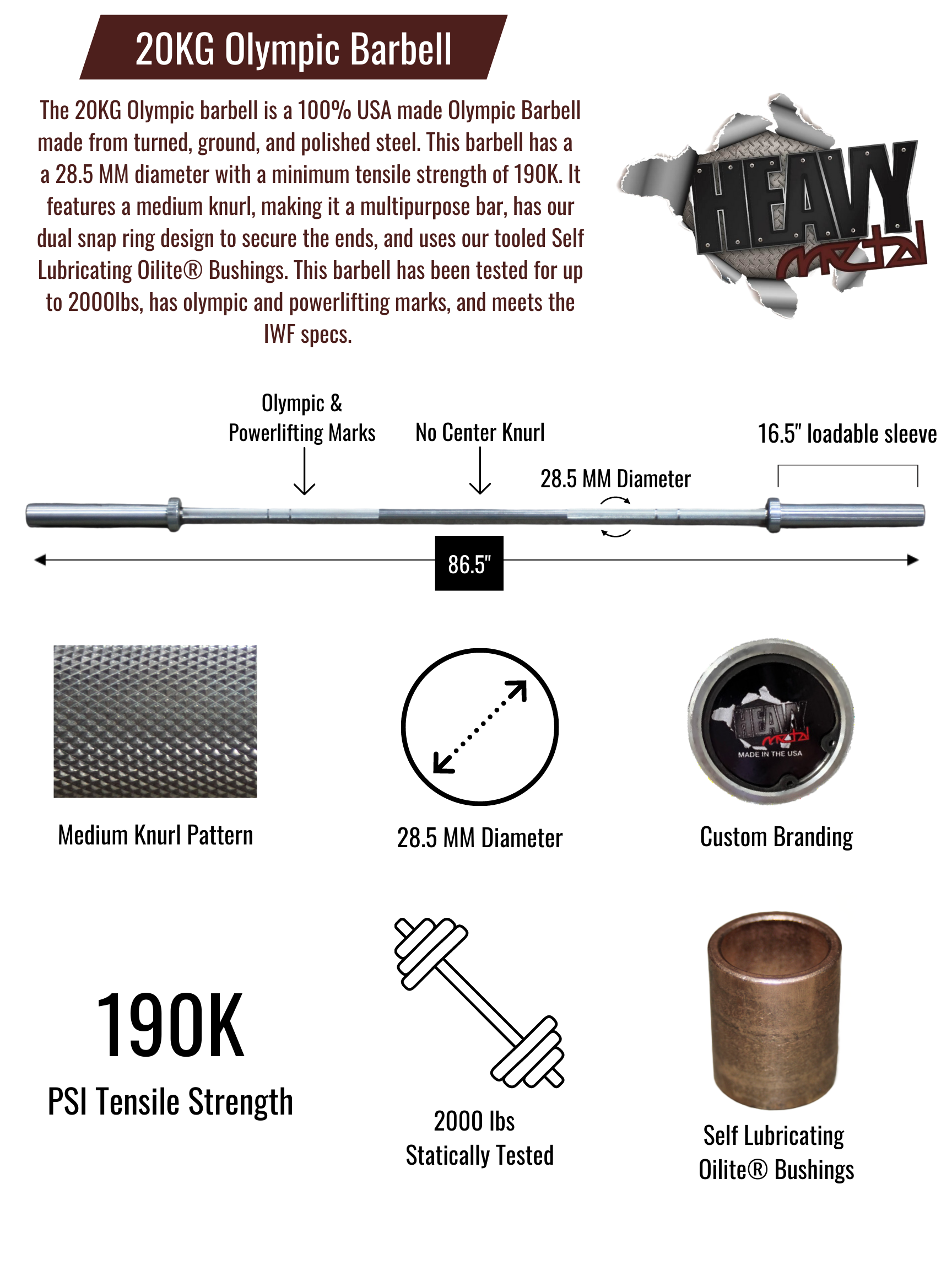 Good Buddy Bar - Mens 20KG Olympic Barbell